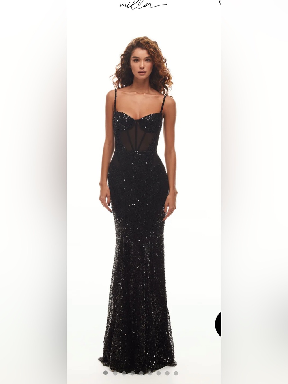 MILLA Sensational black maxi on spaghetti straps covered in sequins size L/US10